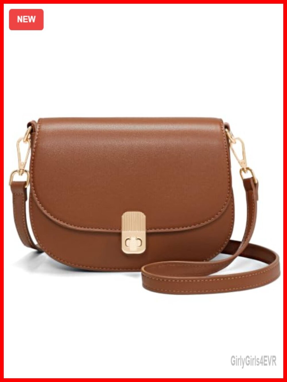 Small Crossbody Bag Vegan PU Leather Saddle Purse Card Slots